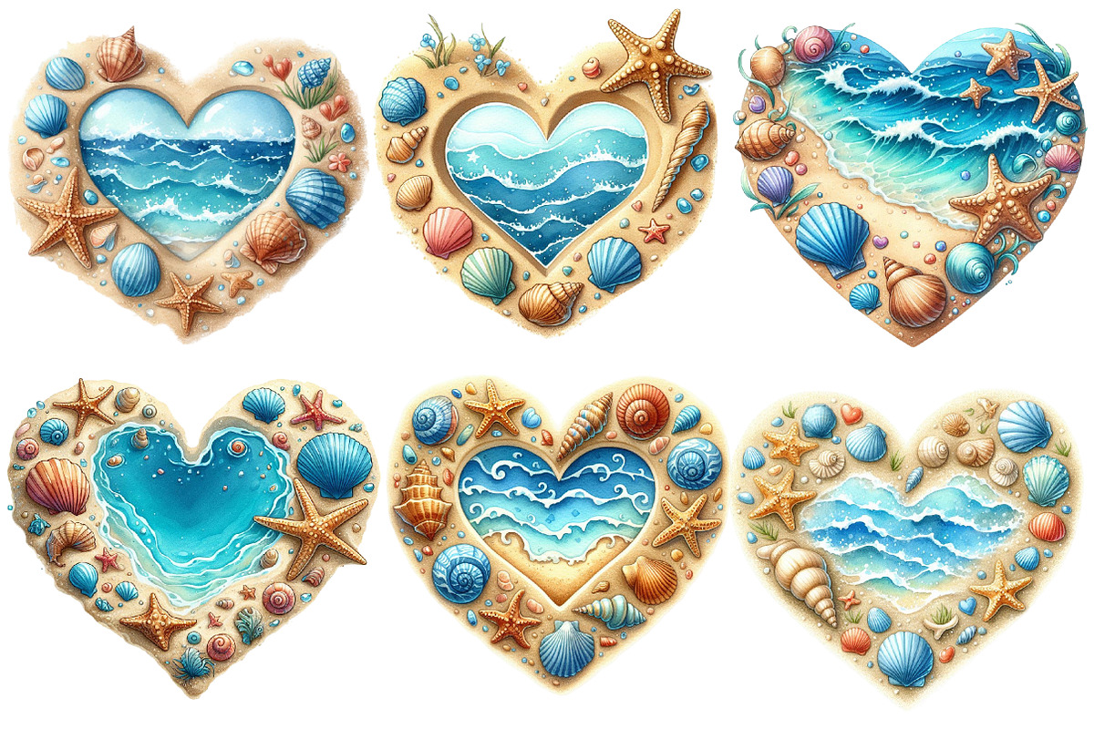 Summer Beach Heart Sublimation, an Illustration by Designworld (Photo 3 of 5)