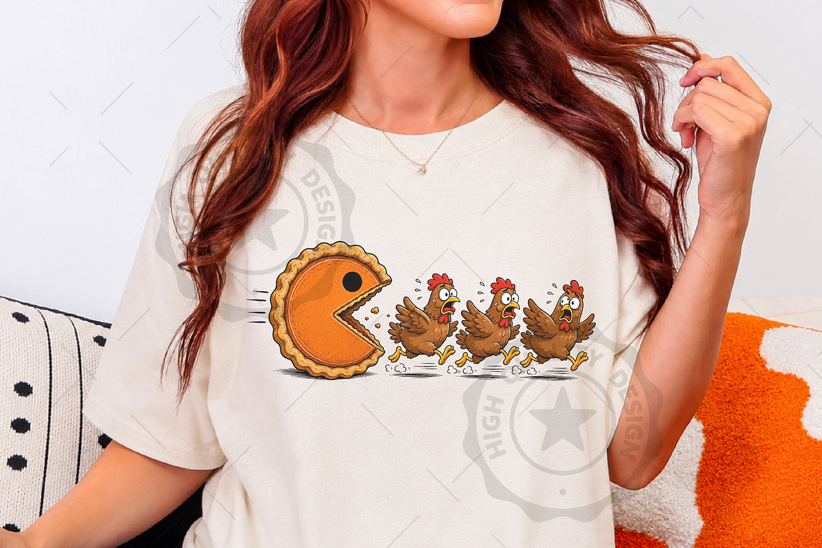 Funny Pumpkin Pie Chasing Turkeys, a Seasonal Illustration by OK Design (Photo 2 of 5)