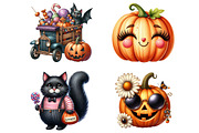 Cute Retro Halloween Clipart, an Illustration by Pixels.Craft (Thumbnail 8 of 9)