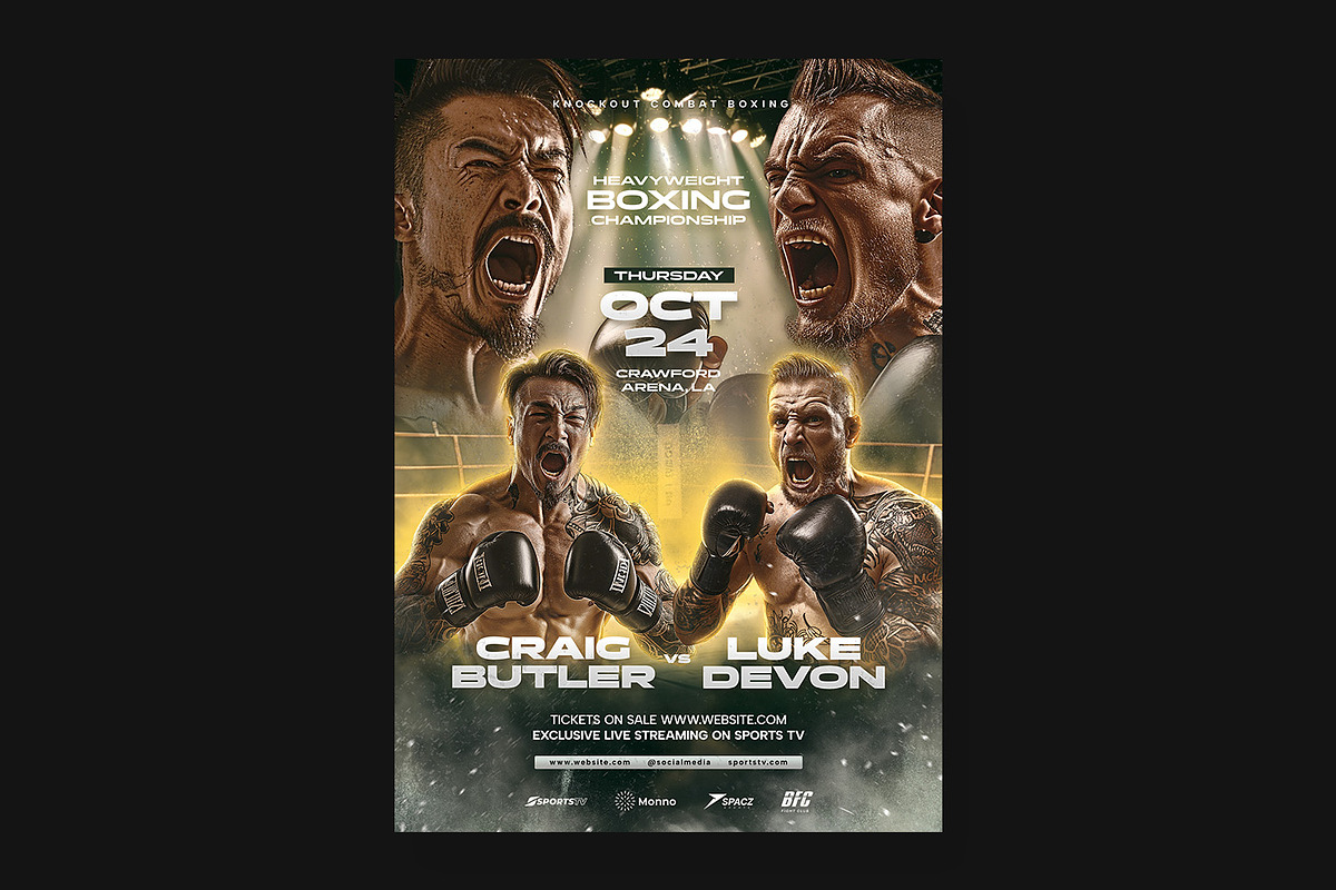 Boxing Poster Template, a Flyer Template by Bornx Design (Photo 4 of 6)