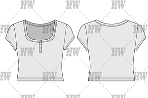 Capped Sleeve Henley Fashion Flat