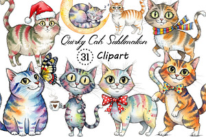Quirky Cats Sublimation Clipart, an Illustration by Creative Art