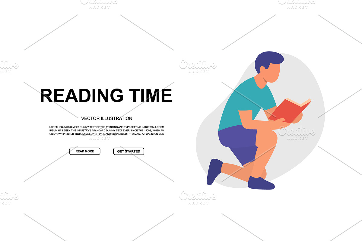 Vector banner with kneeling man, an Education Illustration by GraphiShop