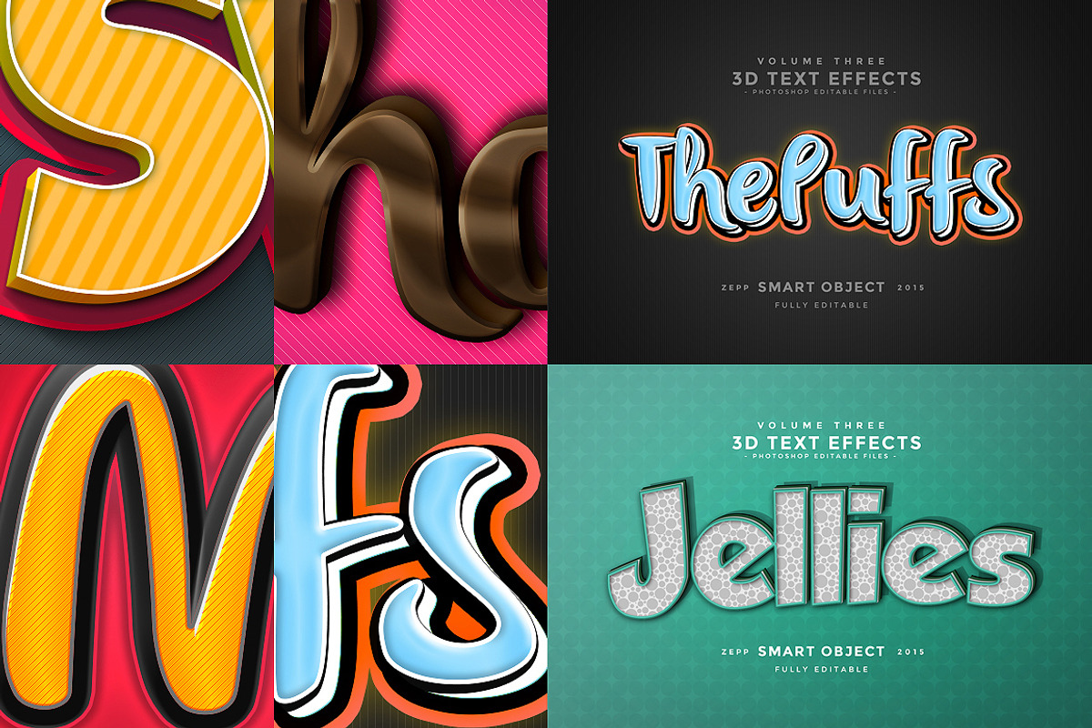 3D Text Effects Vol.3, a Brushes & More by Graphicdome