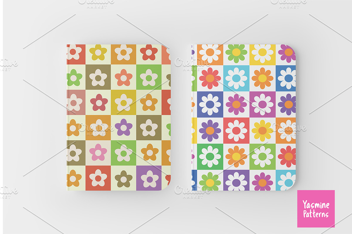 Checkered Flowers Patterns Volume 2, a Pattern Graphic by Yasmine Patterns (Photo 4 of 10)