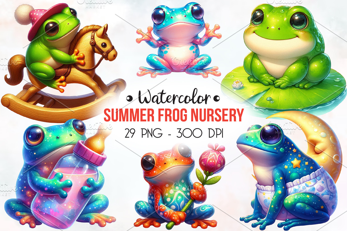 Summer Frog Nursery Clipart Sublimat, an Illustration by RobertsArt (Photo 1 of 7)