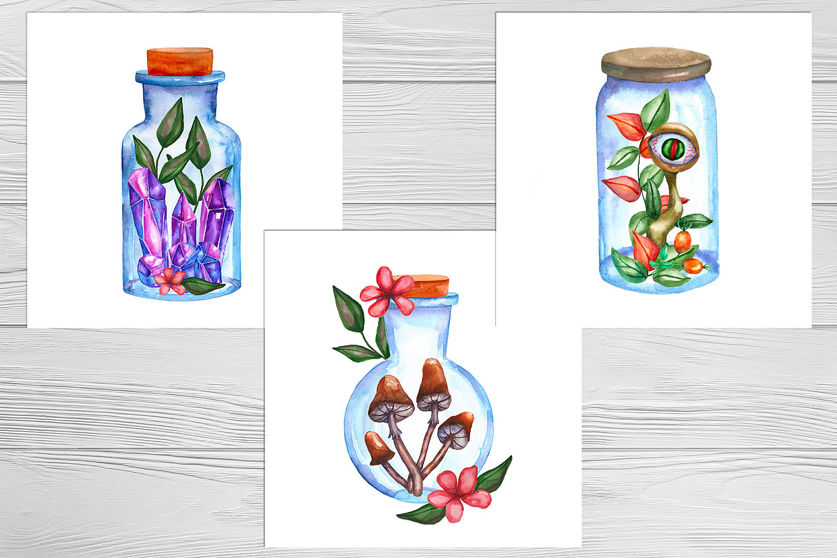 Magic plants and witch's terrariums, an Illustration by Olha's watercolor (Photo 2 of 8)