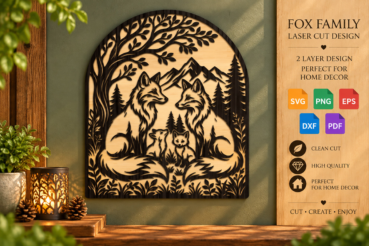 Fox Family Laser Cut SVG, an Object Graphic by DreamCafeArt (Photo 1 of 3)