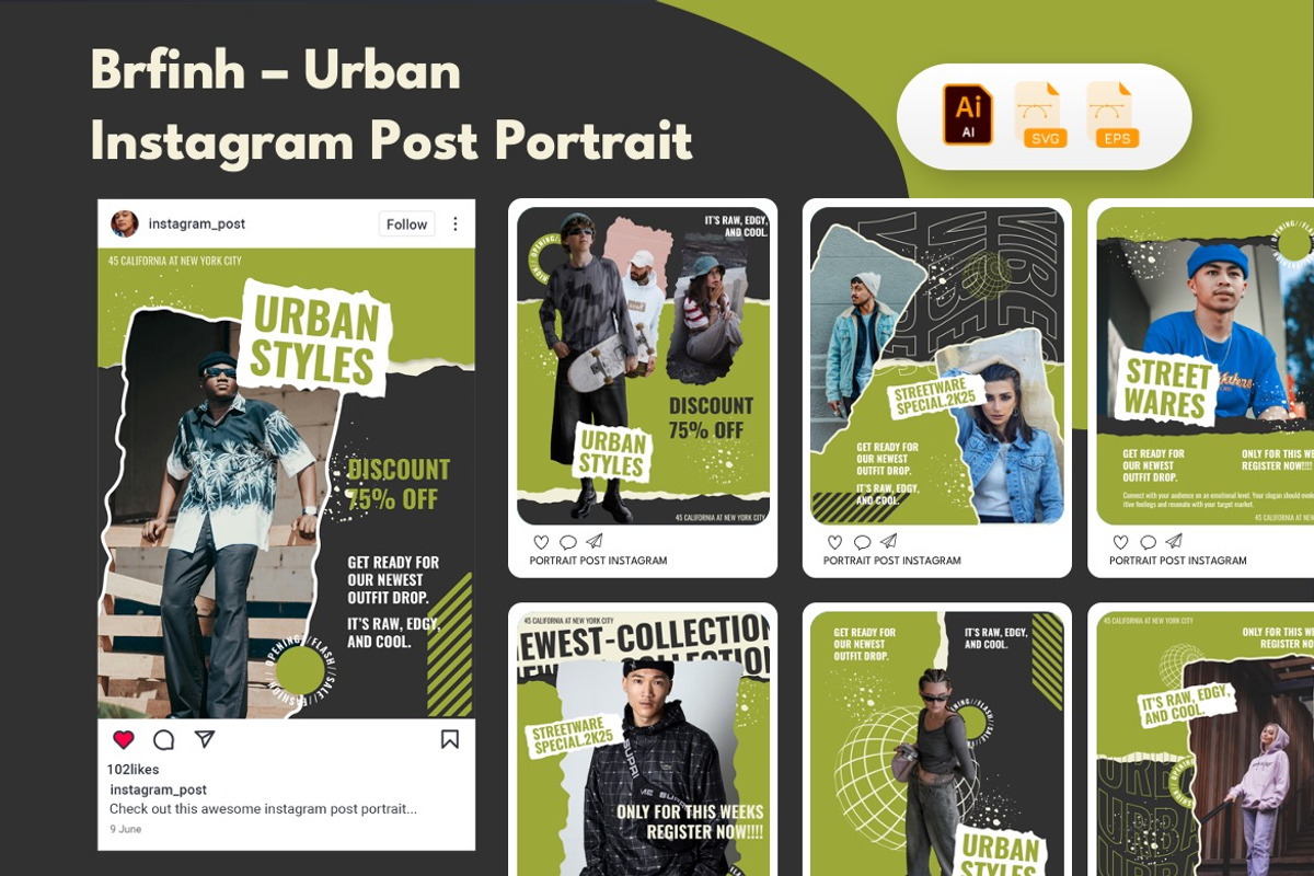 Urban Fashion - Instagram Bundle 01, a Social Media Template by Dhabee (Photo 5 of 11)