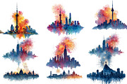 Happy New Year Cities Silhouette, an Illustration by Designworld (Thumbnail 2 of 5)
