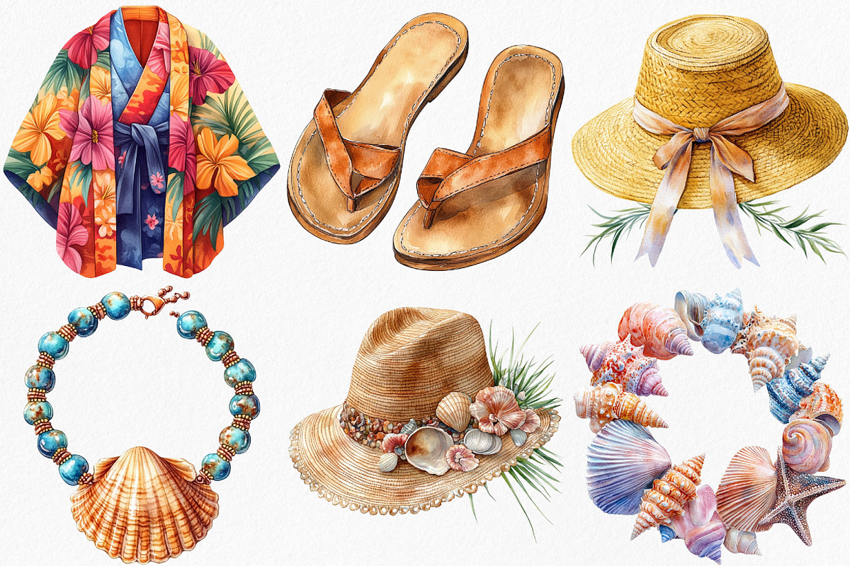 Watercolor Boho Summer Clipart, an Illustration by Canvas Craft (Photo 2 of 7)
