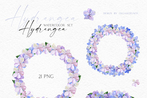 Watercolor Hydrangea Garden Set