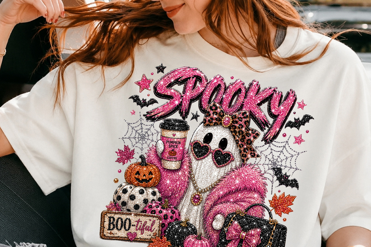 Pink Spooky Ghost Glitter Halloween, an Object Illustration by DreamCafeArt (Photo 3 of 6)