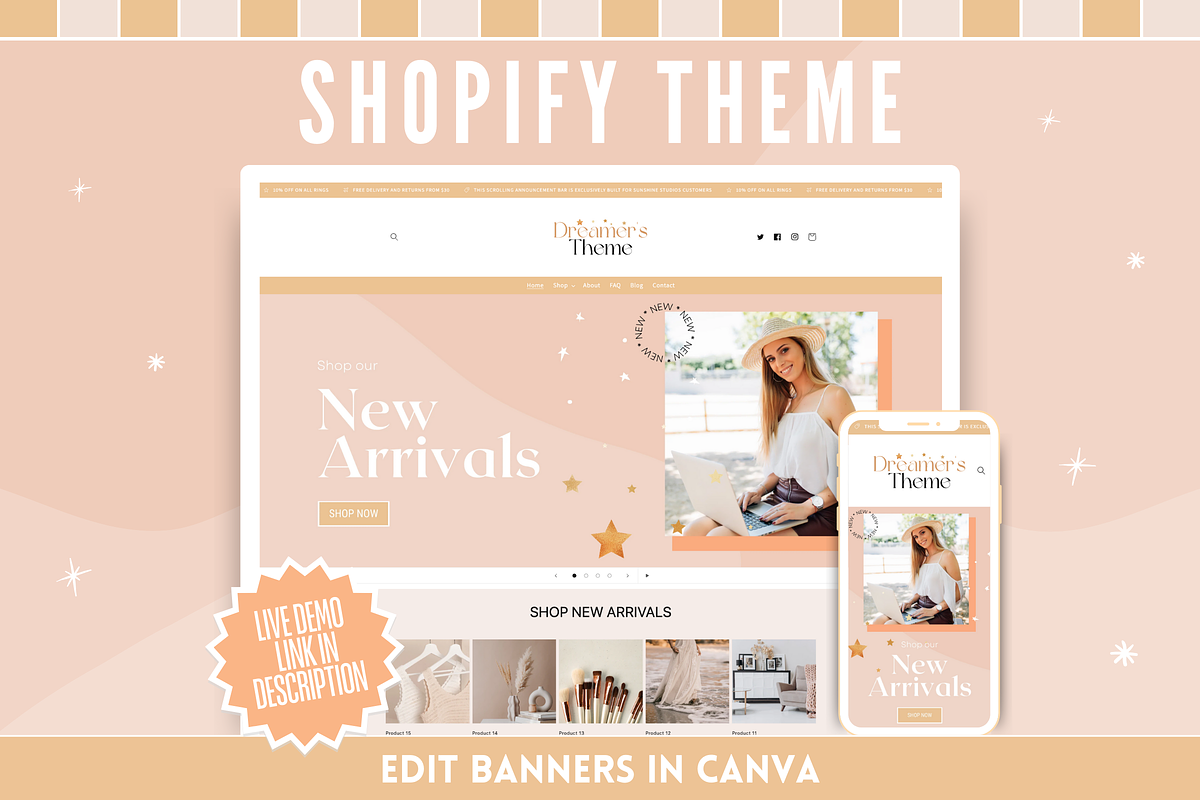 Peach Shopify Theme, a Shopify Template by SunshineStudioBoutique (Photo 1 of 10)