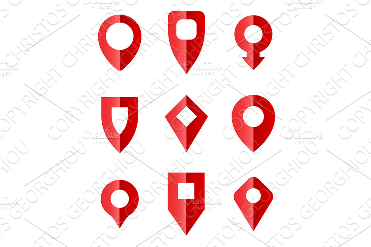Map Pointer Location Icon Set, an Object Illustration by Christos Georghiou