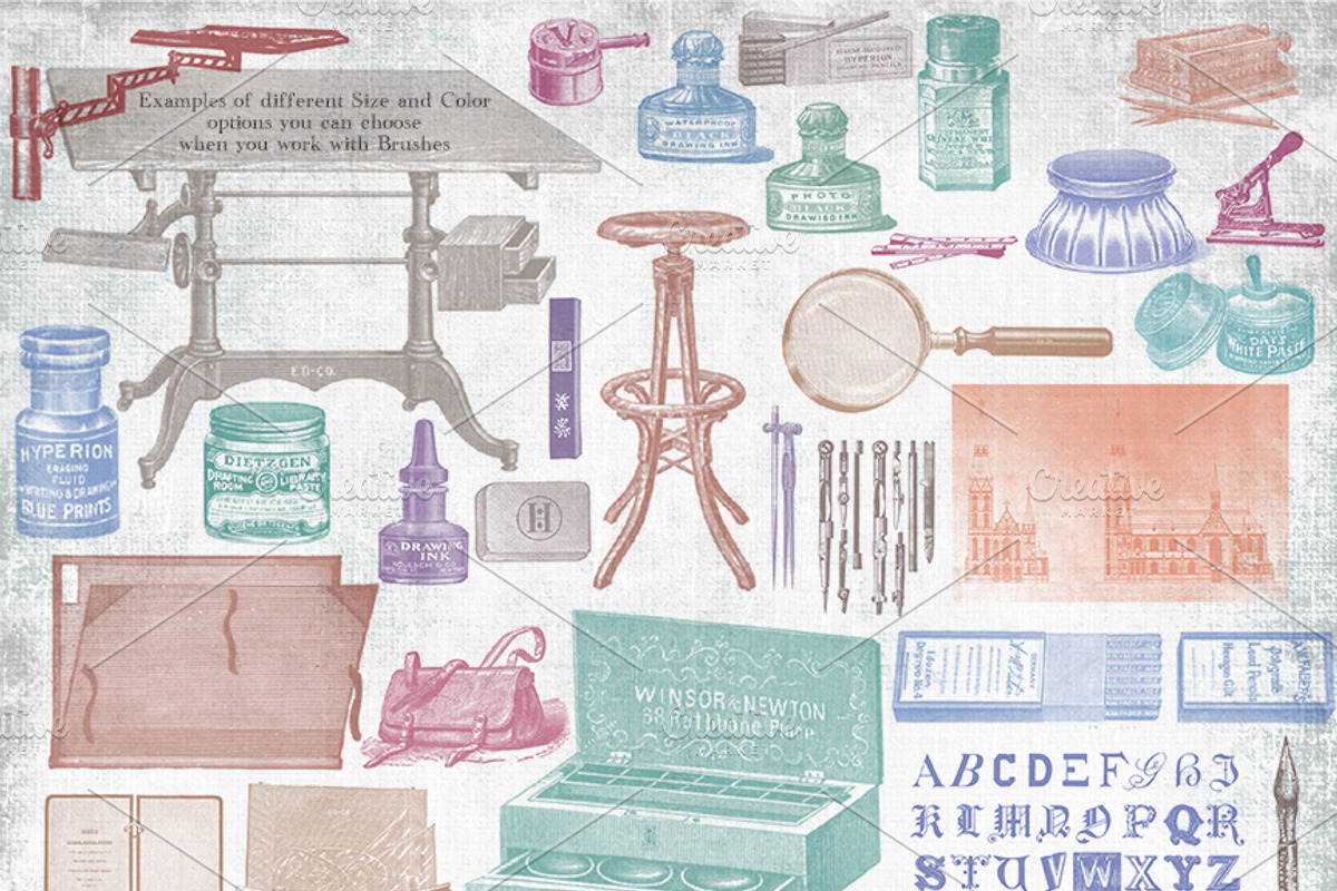 Vintage Drafting Studio Brush Set preview 2