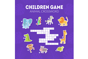 Animal Crossword, Childrens, an Animal Illustration by TopVectors