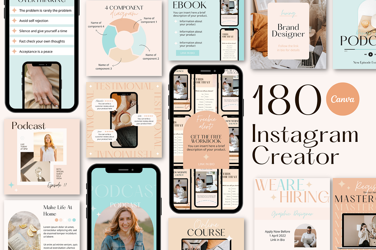 Instagram Creator Canva templates, a Social Media Template by DesignKora (Photo 1 of 19)