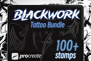 100+ Blackwork Tattoo Bundle Stamps, a Brush Add-On by ProcreateInk (Thumbnail 1 of 5)