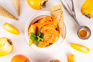 Sweet homemade persimmon ice cream, a Food & Drink Photo by Rimma