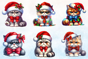 Watercolor Grumpy Christmas Cats Cl, a Seasonal Illustration by Rose Art (Thumbnail 2 of 7)