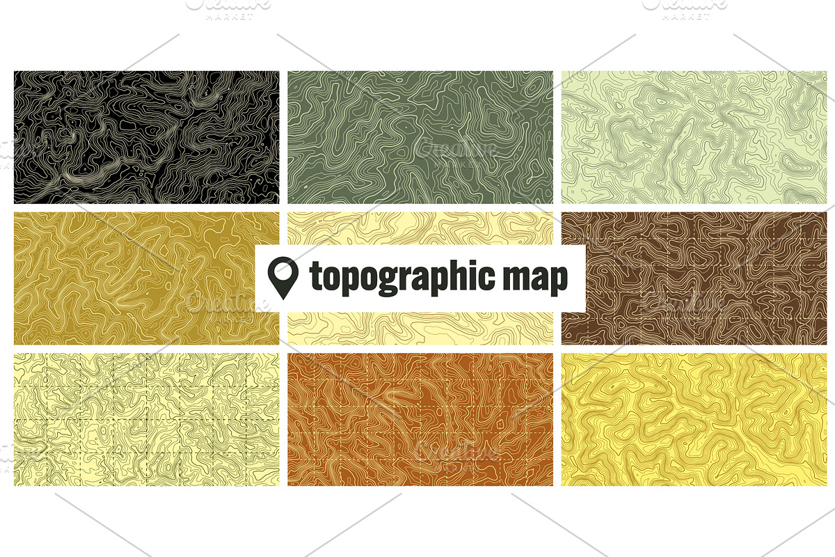 Colorful topographic map with, an Illustration by 32pixels