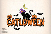 Funny Halloween Catloween Png, an Illustration by Daily.Designs (Thumbnail 1 of 5)