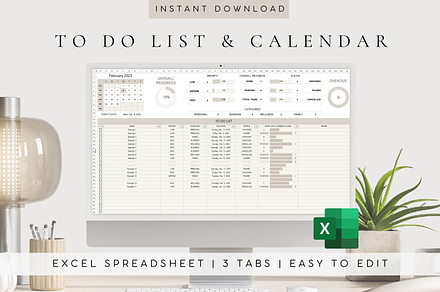 Excel To-Do List & Calendar, a Templates & Theme by BRANDcontent