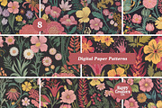 Moody Botanical Digital Paper Pack, a Pattern Graphic by Happy Creators Co. (Thumbnail 5 of 7)