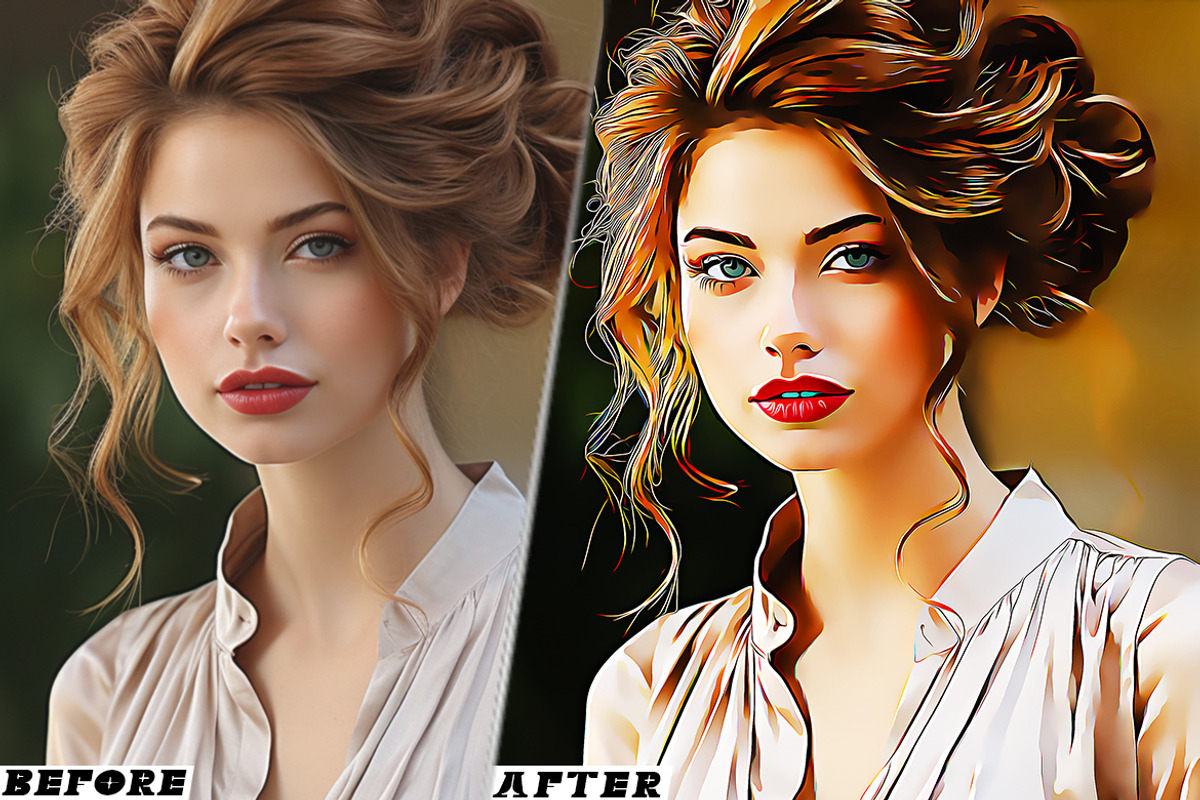 Cartoonize painting Photoshop Action, a Brushes & More by one-touch (Photo 2 of 9)