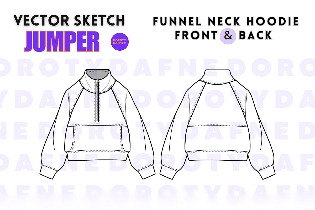 Funnel Neck Hoodie, an Apparel Mockup by Doroty Dafne Designs (Photo 2 of 7)