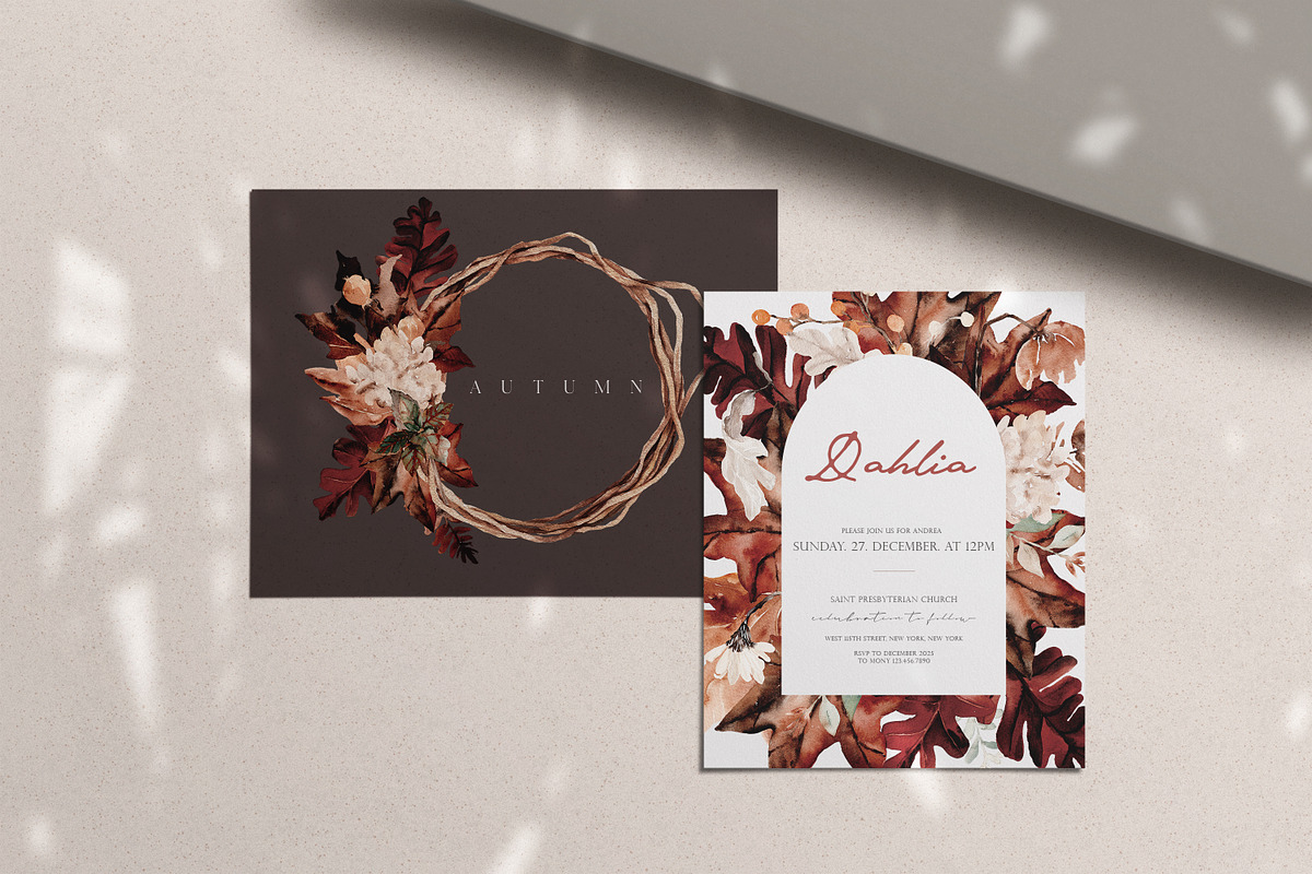 Watercolor Clipart - MAHOGANY FALL, a Decorative Illustration by Beigetime (Photo 15 of 15)