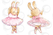 Watercolor Ballerina Bunnies, an Illustration by Jen Digital Art (Thumbnail 2 of 6)