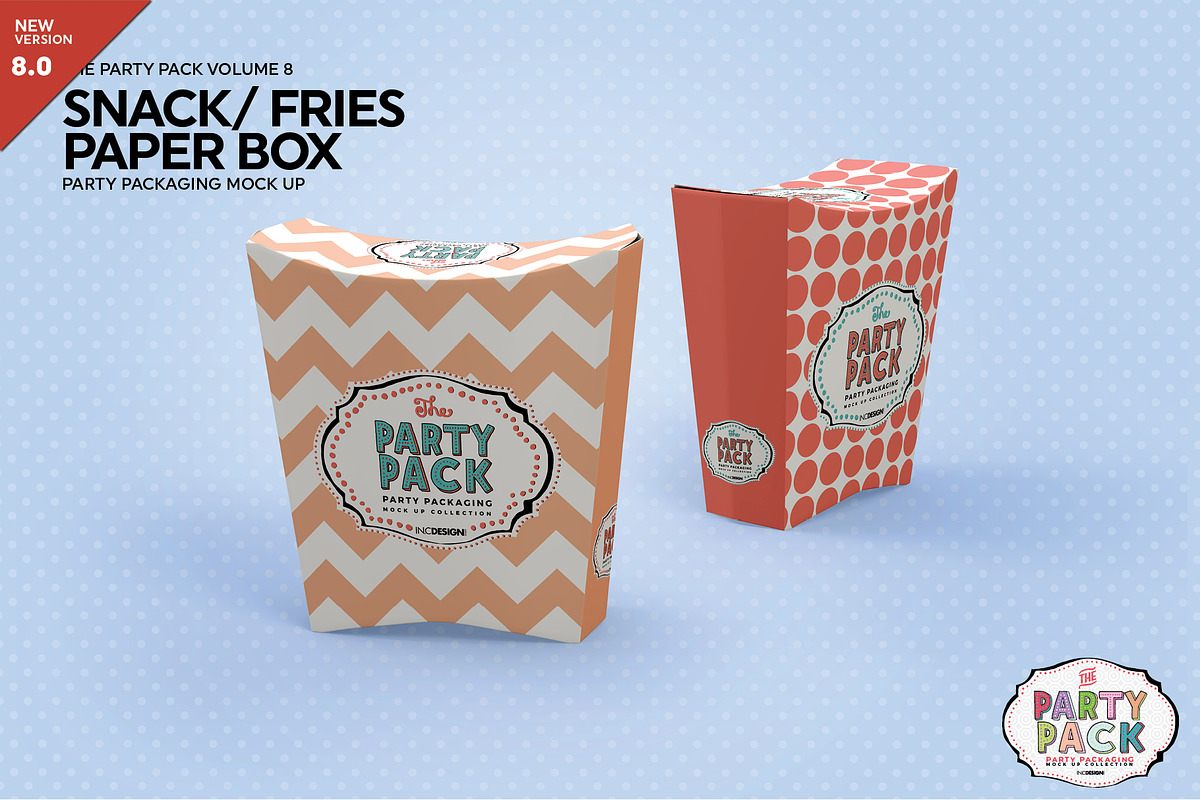 Party Snack or Fries PaperBox Mockup, a Cups & Container Mockup by INCDesign (Photo 1 of 7)