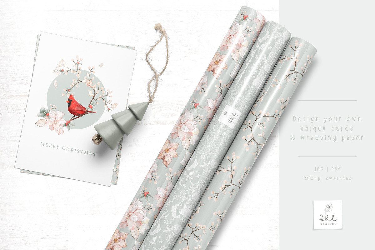 Red Cardinal Christmas - Mint, a Pattern Graphic by bhldesigns (Photo 9 of 16)
