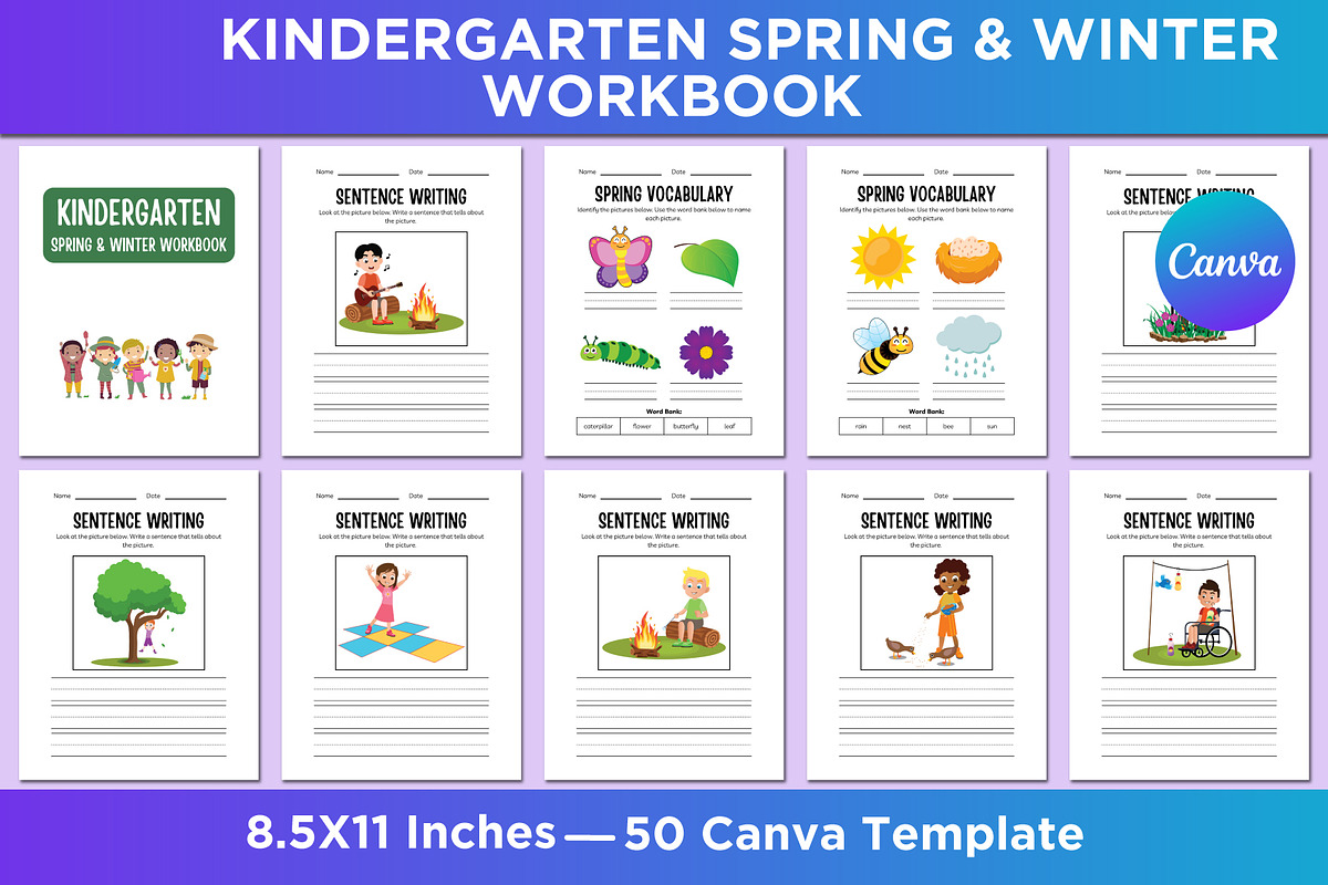 KINDERGARTEN SPRING &WINTER WORKBOOk, a Stationery Template by Shumaya (Photo 1 of 5)