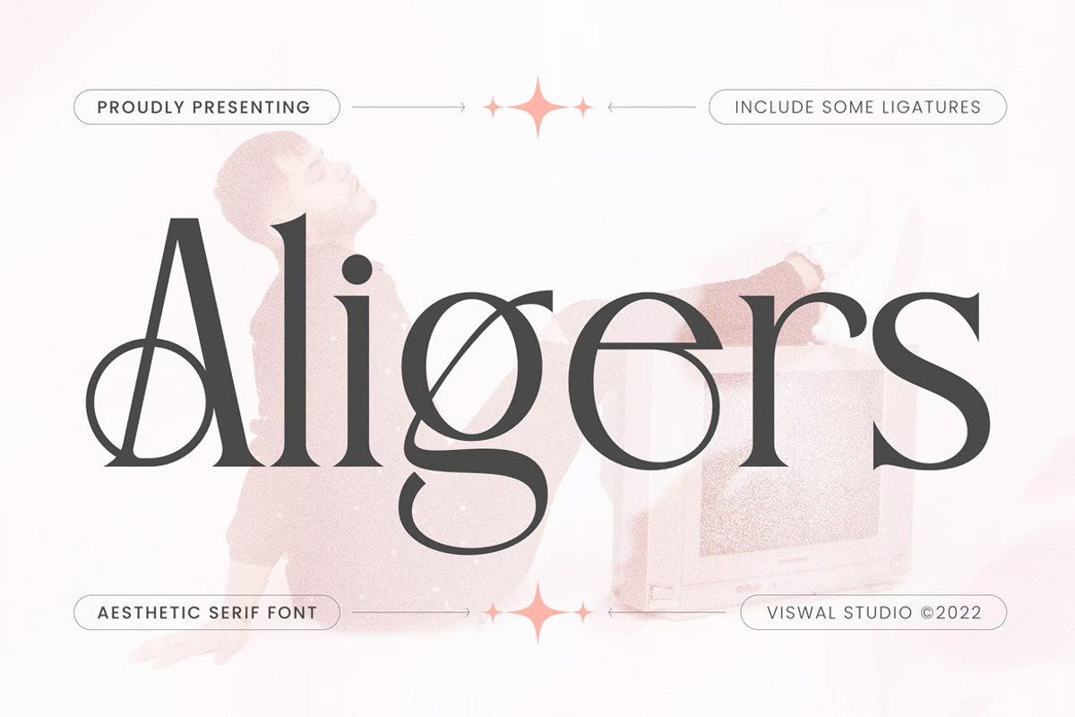 Aligers - Modern Font, a Serif Font by Viswal Studio (Photo 1 of 5)