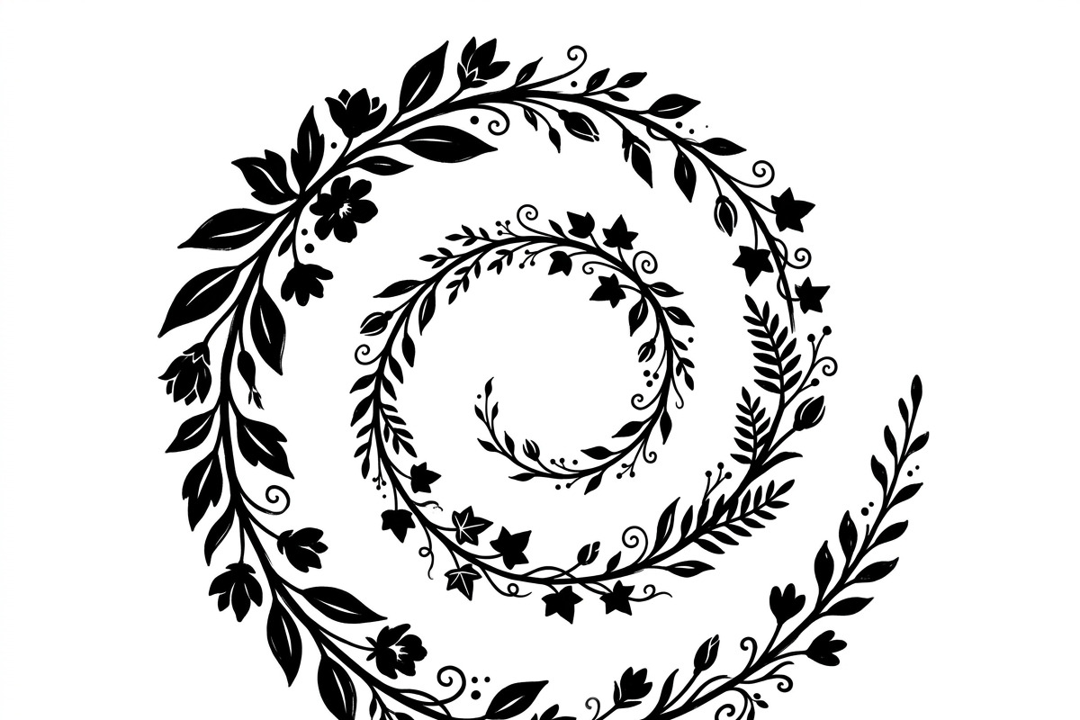 50 Elegant Floral Leaf Spiral Frame, a Decorative Illustration by Amazin_art (Photo 25 of 41)