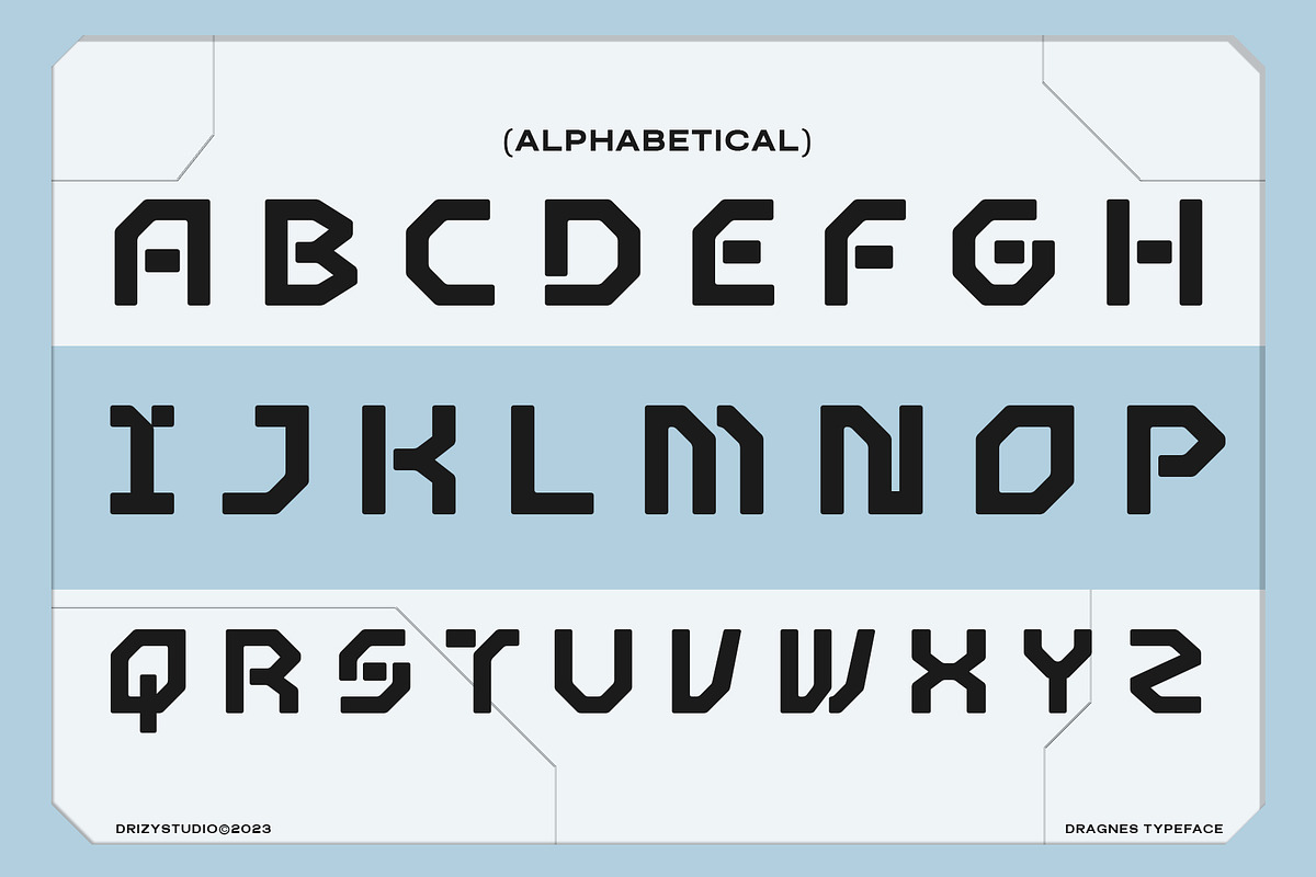 Dragnes - Futuristic Sci-fi Font, a Sans Serif Font by Drizy (Photo 3 of 10)