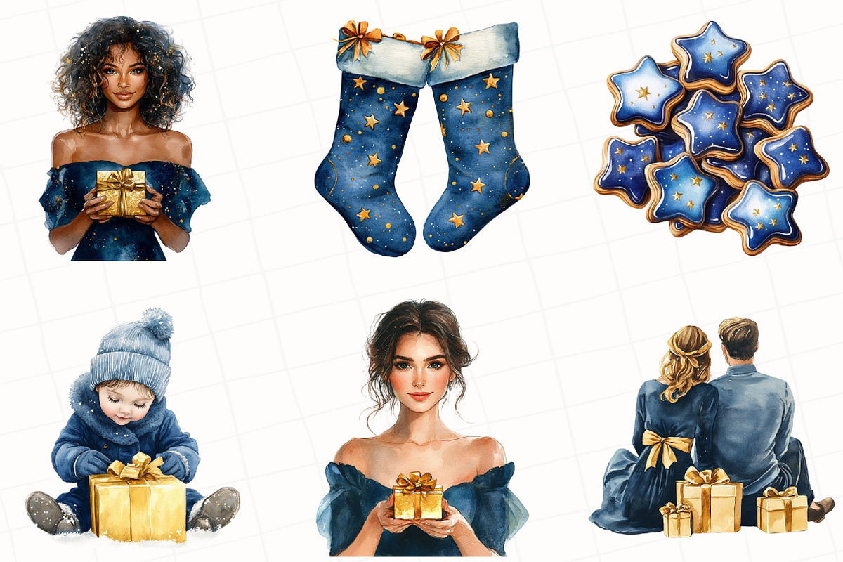 Dreamy Night Christmas Clipart, an Illustration by OK Design (Photo 3 of 5)