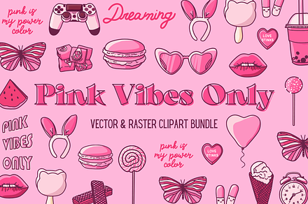 Pink Vibes Only Glam Girl Clipart