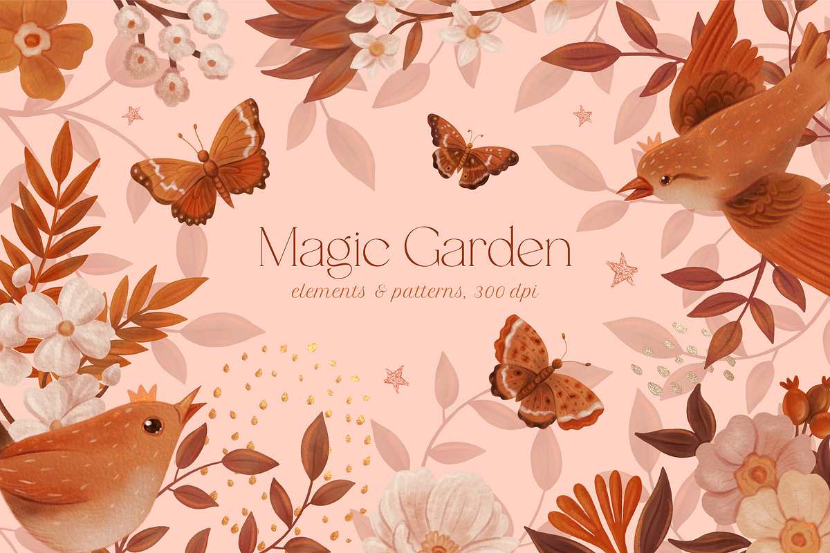 Magic Garden elements and patterns, a Pattern Graphic by Tiger and Flower (Photo 1 of 19)