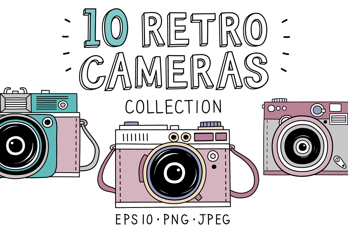 10 Retro photo cameras, an Illustration by Nastya Tkachova (Photo 1 of 3)