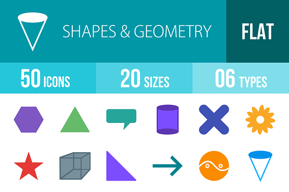 50 Shapes Geometry Flat Multicolor