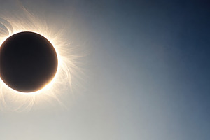 Solar eclipse with dramatic corona i, a Photo by Dvoevnore photos