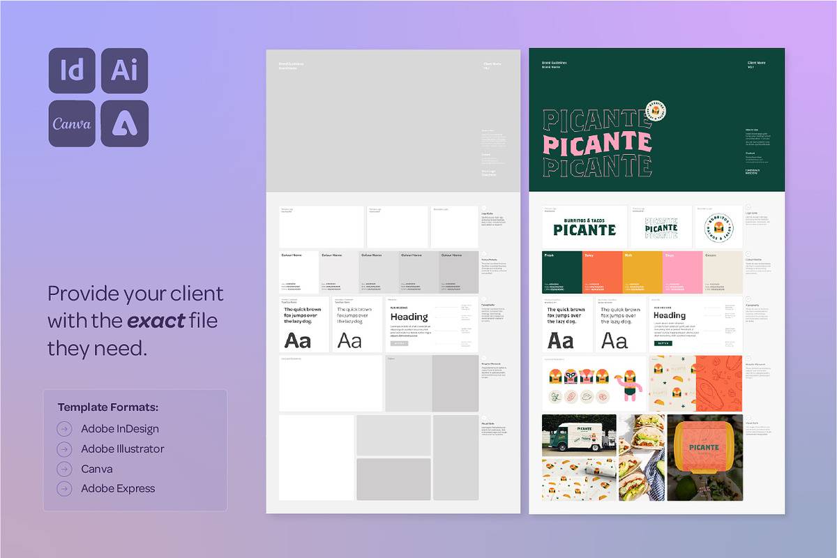One Page Brand Guide InDesign, Canva, a Templates & Theme by Hannah Bacon Design (Photo 2 of 6)