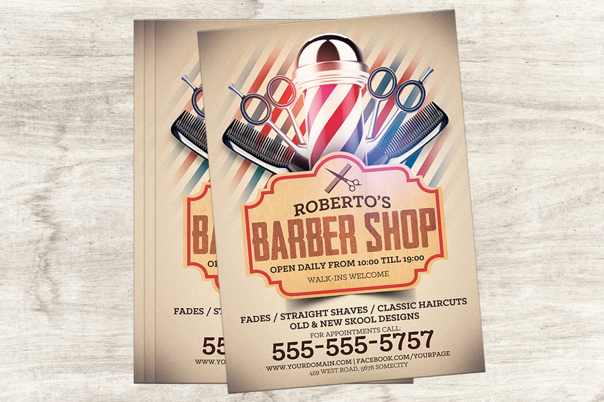 Barber Shop Flyer Template, a Flyer Template by Hotpin (Photo 2 of 3)
