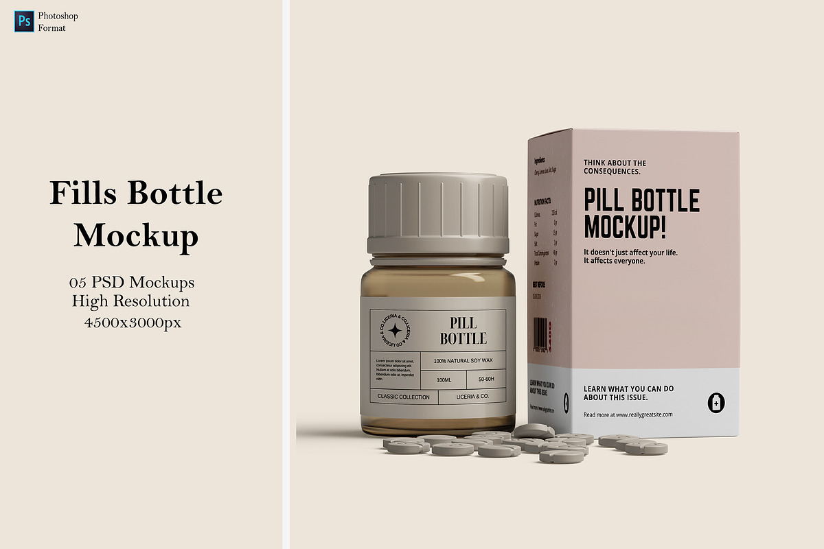 Pills Bottle Mockup, a Cups & Container Mockup by Ataku Design (Photo 1 of 6)