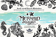 Mermaid Magic Linocuts, a Graphic by WhiteRiverStudio (Thumbnail 3 of 5)