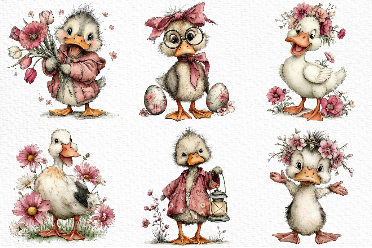 Whimsical Easter Duck Clipart Bundle, an Illustration by Craft Nest (Photo 4 of 11)